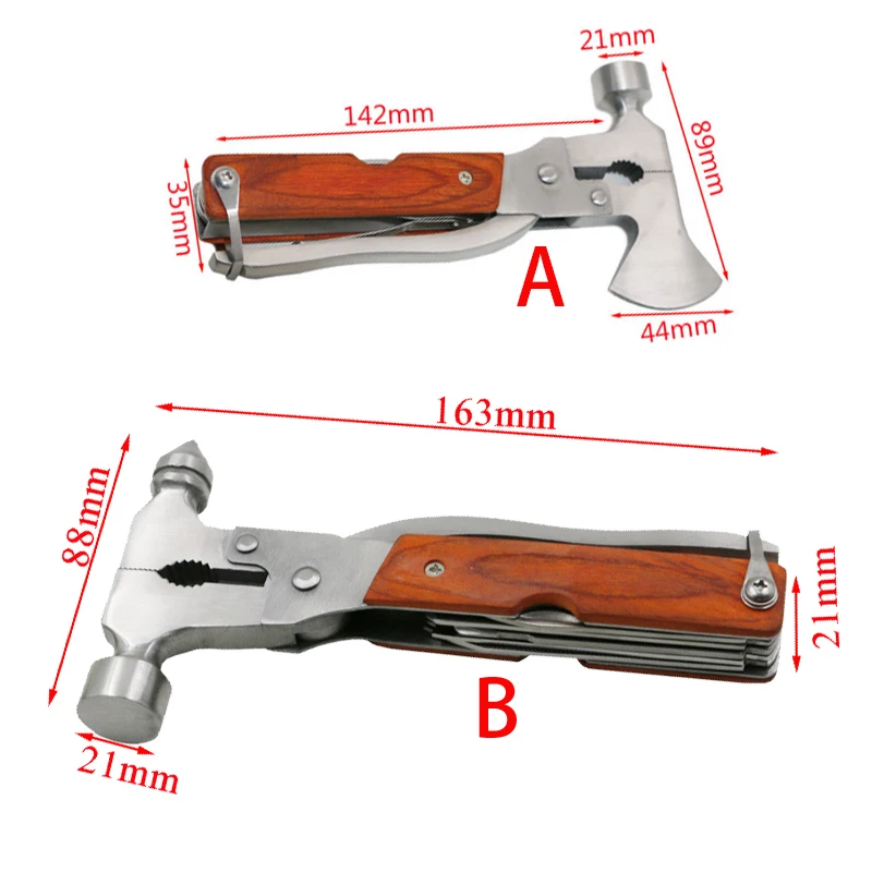 2pcs Multifunctional Stainless Steel Combination Safe Hammer Ax Car