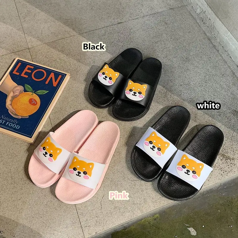 

Women Slippers Soft Lady's Flat Indoor Cute Dog Slippers Zapatillas Mujer Kapcie Beach Flip Flops Bathroom Home Slippers S0810