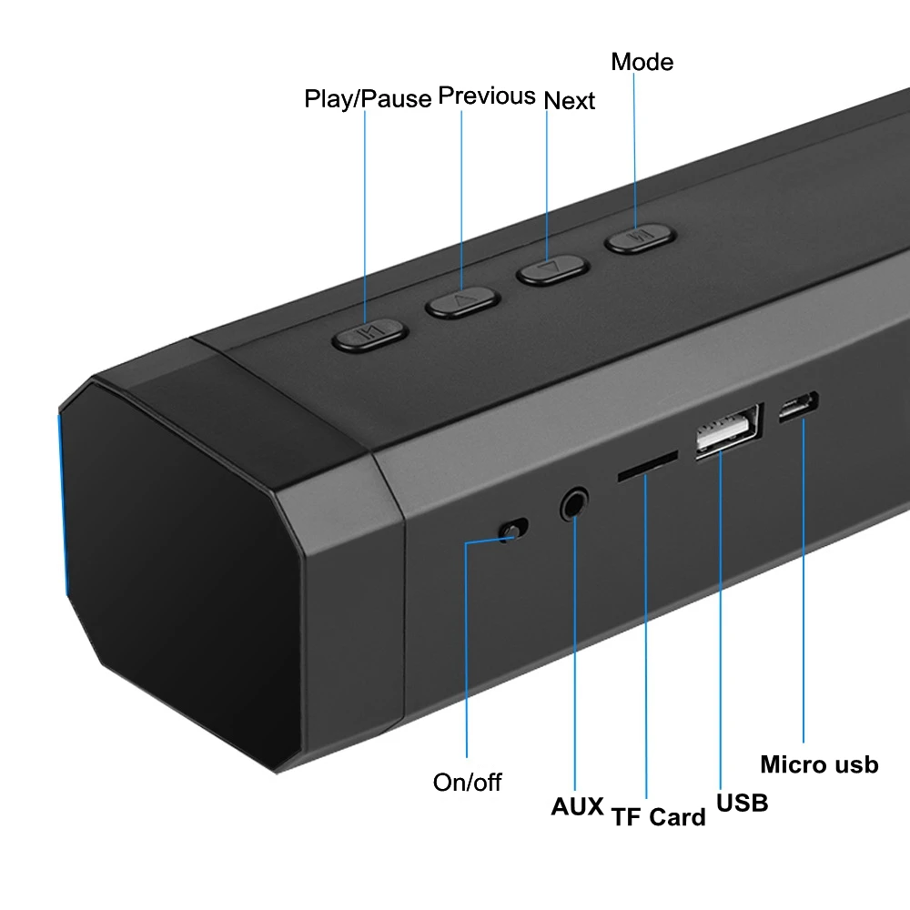 10 Вт звуковая панель беспроводной Bluetooth Динамик ТВ PC Deskop Саундбар стерео супер бас сабвуфер Bluetooth ТВ динамик с микрофоном