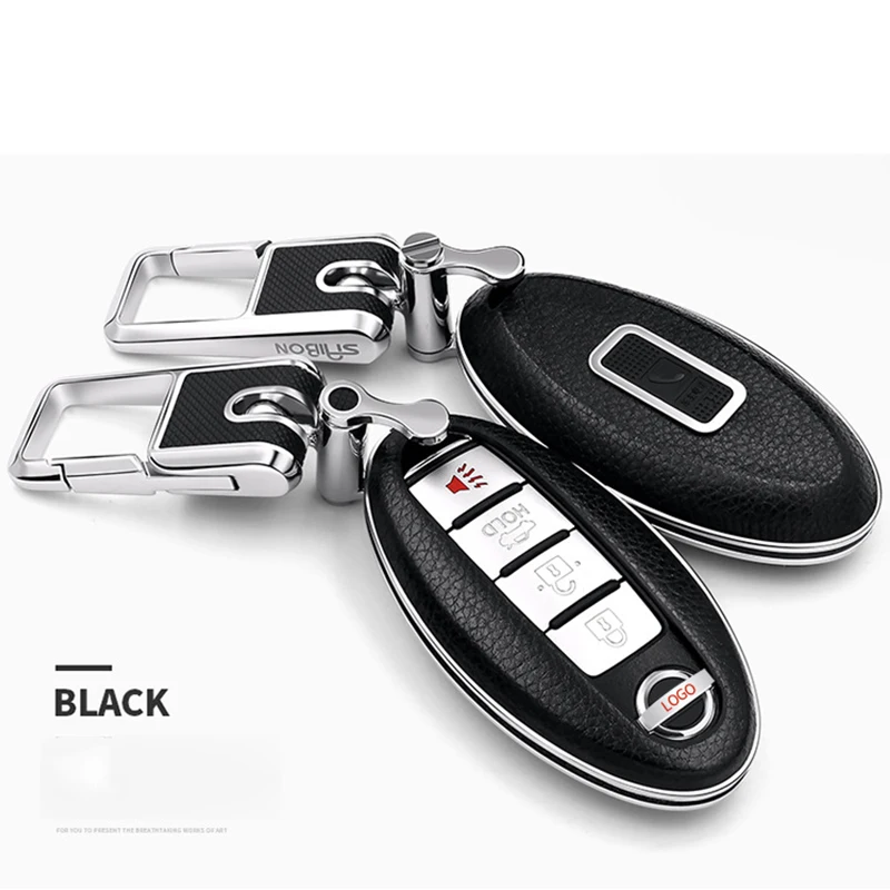 

Car Key Case cover with zinc alloy fob key ring For Nissan X-Trail 370Z Cube Micra Qashqai Juke Leaf Tiida Cube Quest Versa