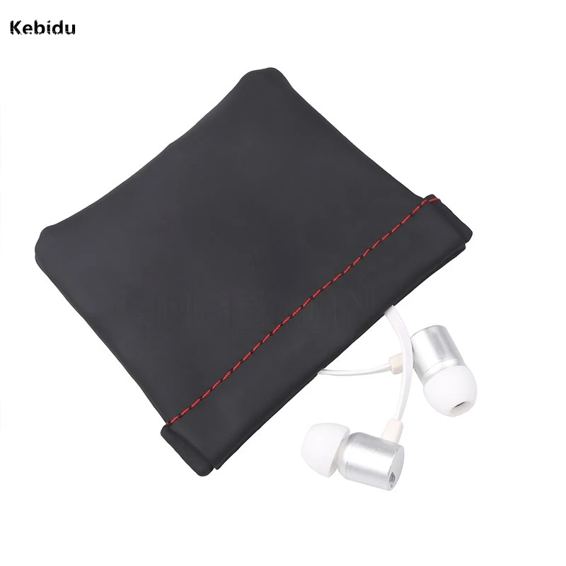

kebidu Earphone Accessories Portable Bag Case PU Leather Simple Mini Storage Carrying for Earbuds memory Card