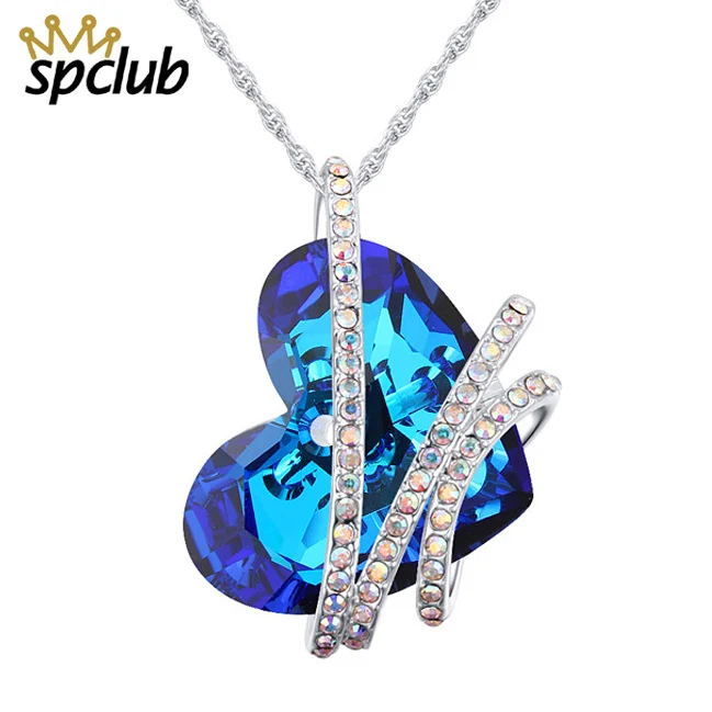 

New Fashion Designed Crystals From Swarovski Romantic Heart Shape Bridal Pendant Necklace Jewelry For Women Wedding Gift