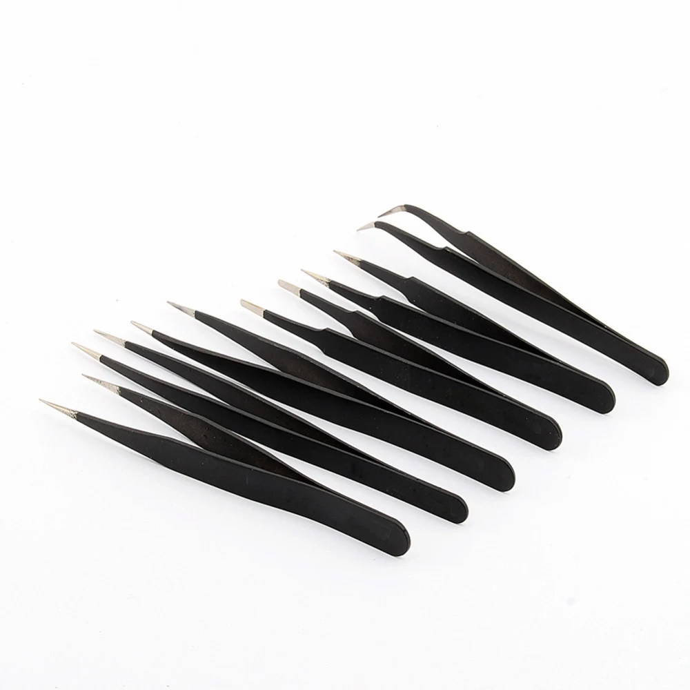 

Electronics Tweezers Forceps Anti-static ESD Tweezers Set Straight Curved Electronic Craft Repairing Maintenance Tools