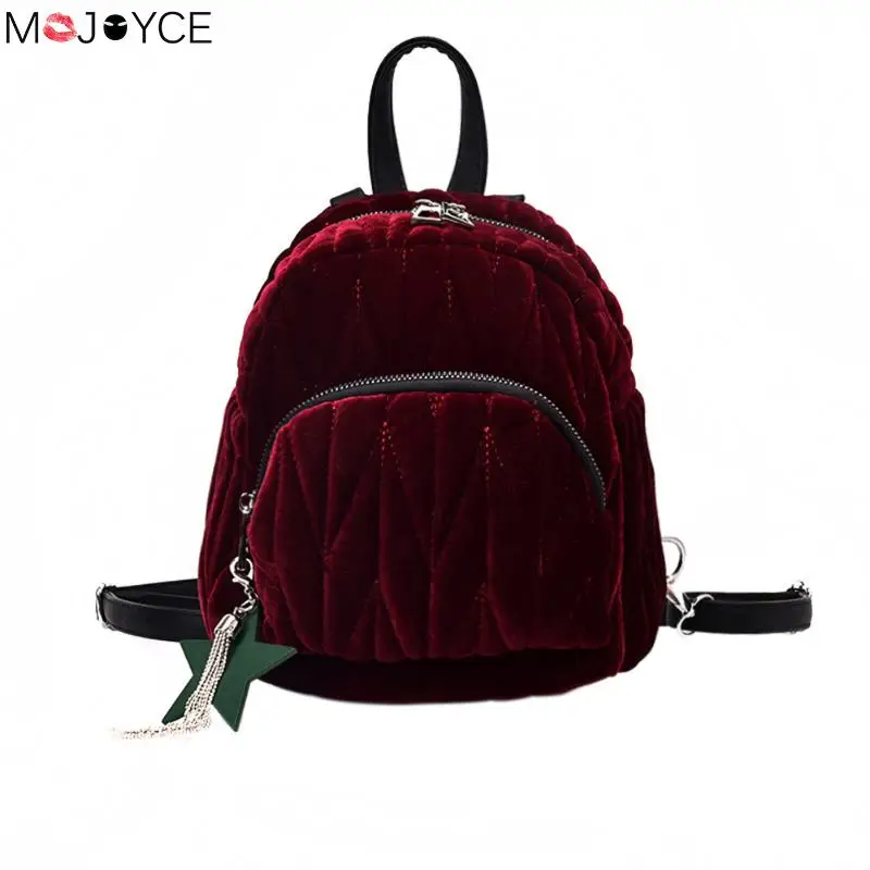 

MOJOYCE Women Velvet Backpack mini mochila Travel Rucksack School Bag for Teenage Girls Autumn mini Woman backpacks