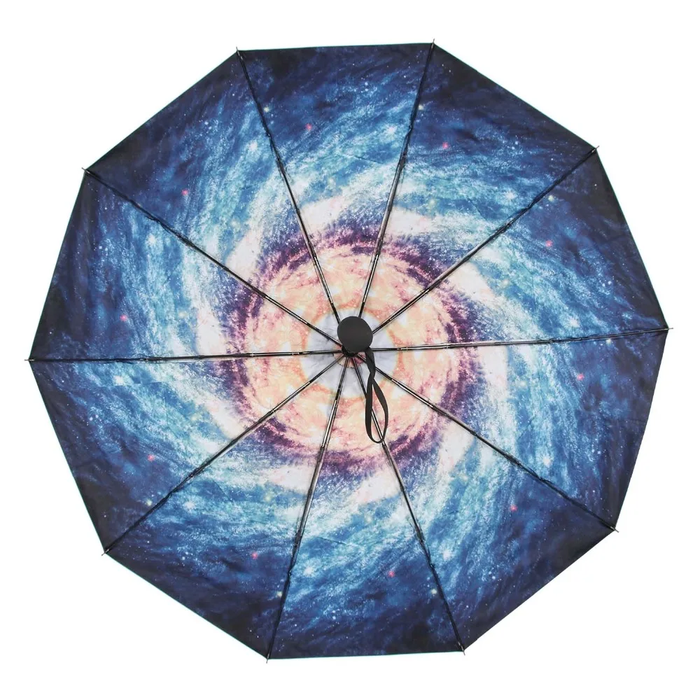

Susino Windproof Umbrella 10 Ribs Semi-automatic Open Manual Close Metal Black Coating UV Protection Three-folding Umbrella 7009