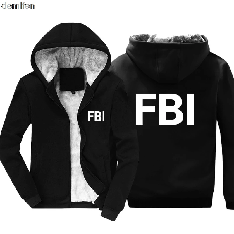 Новинка FBI Academy Quantico худи «Virginia» мужское хлопковое пальто теплая зимняя куртка толстовка с капюшоном - Цвет: black