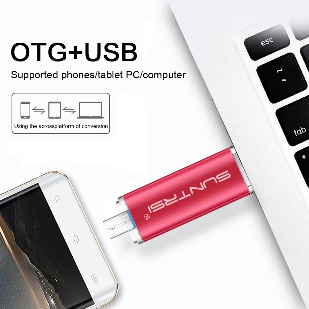  Suntrsi USB Flash Drive Micro OTG USB 3.0 5PCS/Lot Wholesale Price Pendrvie 64GB 32GB USB Stick Pen