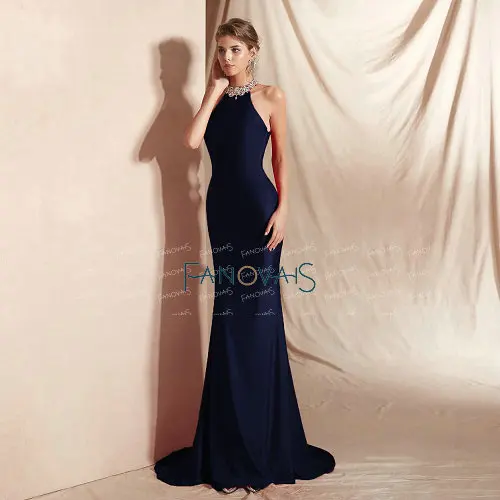Elegant Mermaid Evening Dresses Long 2019 Halter Crystal Sleeveless Red Evening Gowns For Women Evening Dress Prom Dresses Elegant Mermaid Evening Dresses Long 2019 Halter Crystal Sleeveless Red Evening Gowns For Women Evening Dress Prom Dresses