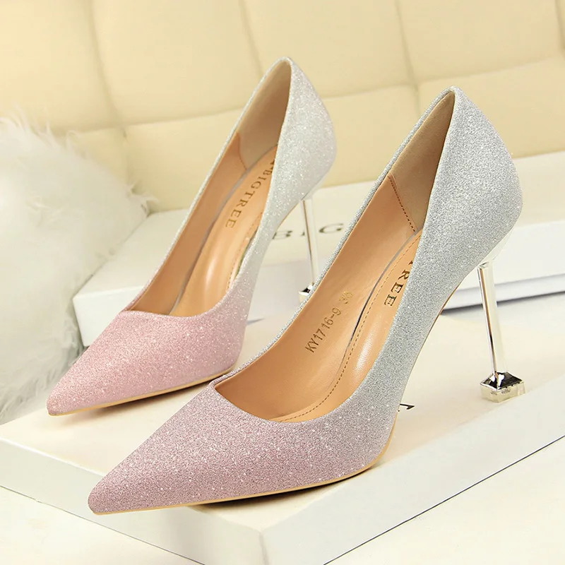 Bigtree/пикантные женские туфли-лодочки; модные блестящие свадебные туфли; женские туфли на высоком каблуке с градиентом; обувь для вечеринок; женская обувь на шпильке; 5 цветов