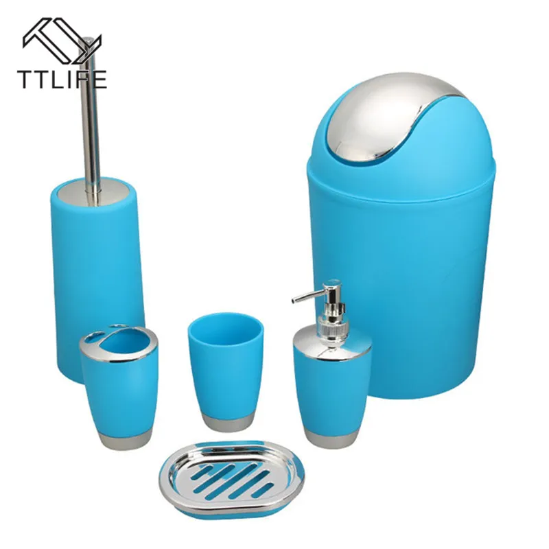 

TTLIFE 6PCS /set Bathroom Accessories Sets Toothpaste ToothBrush Holder Hand Soap Shampoo Storage Bottle Household Articles