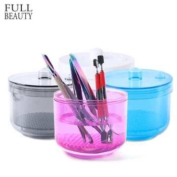 

1pcs Round Sterilizer Disinfection Soak Box For Nail Drill Bit Nipper Tweezers Nail Art Cleaning Tool Disinfection Case CH1005