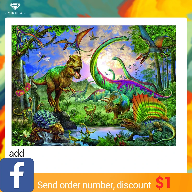 

Full Square DIY 5D Diamond Painting Dinosaur World Picture Of Rhinestone Mosaic Diamond Embroidery Home Decor Gifts For Children
