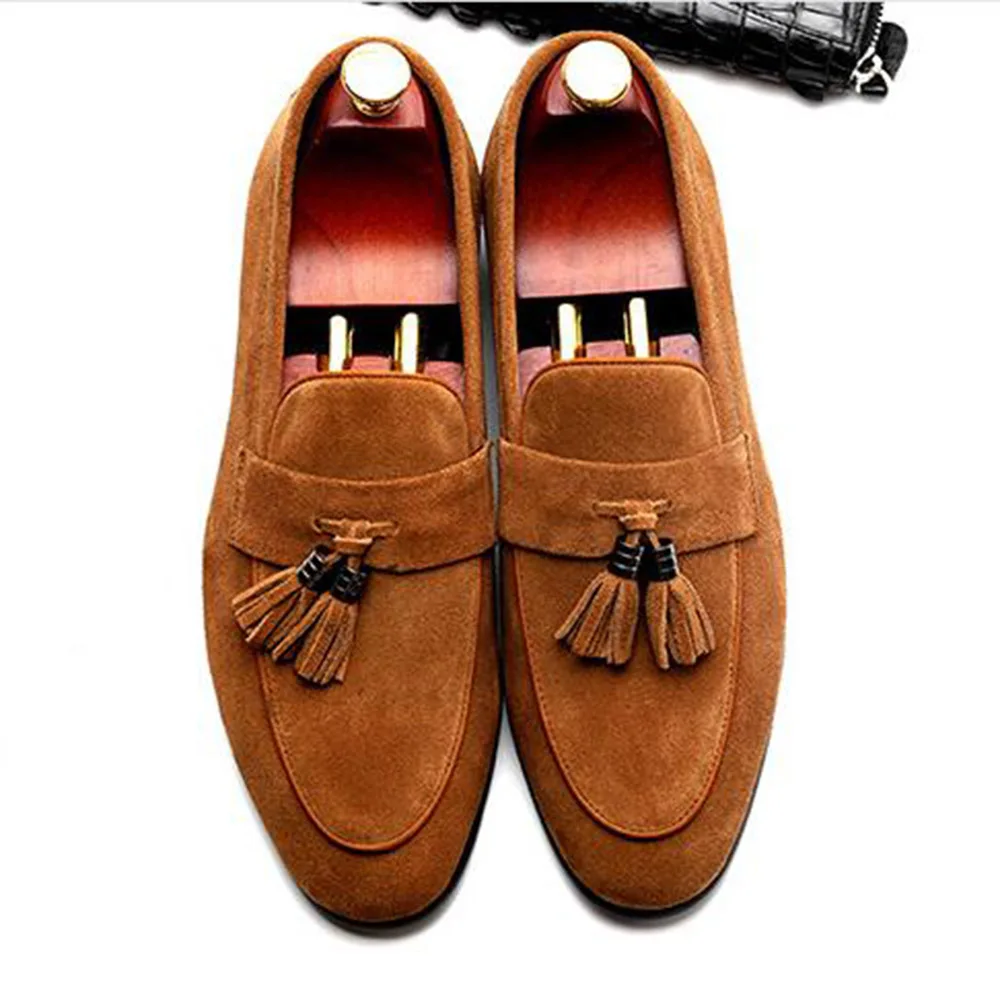 Sipriks/коричневые замшевые лоферы с кисточками; мужские туфли на плоской подошве для вождения; Темно-Синие слипоны; кроссовки Soulier Homme Sepatu Pantofel 44