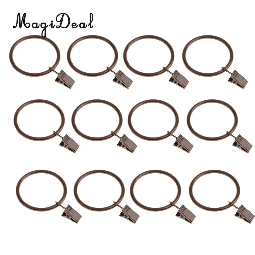 12-Pcs Window Curtain Glider Hook Clips With Roman Rings Eyelet Home Accessories