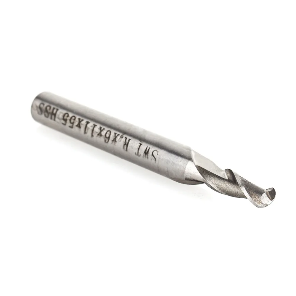 R2 6mm HSS Straight Shank 2 Flute Ball Nose End Milling Cutter Lathe