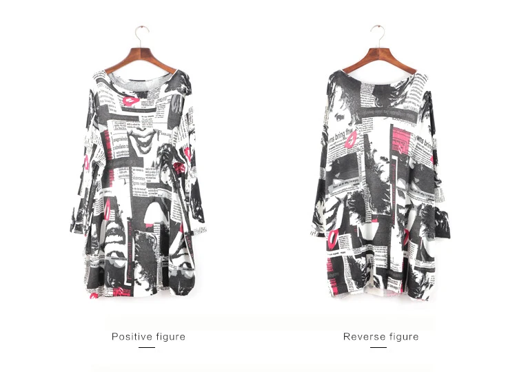 Spring and Autumn European and American fashion new women long-sleeved printing pullover long sweater shirt (11)
