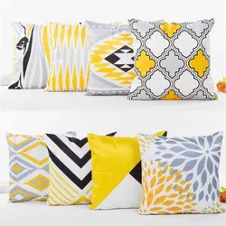 Желтый серии Геометрическая наволочка площадь подушка чехол хлопок белье Чехлы для диван домашняя декоративная наволочка