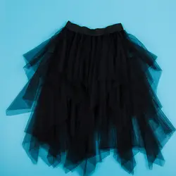 Тюлевые женские юбки уличная плиссированная юбка эластичная сетчатая юбка-пачка с высокой талией Серые Длинные юбки плиссированные для