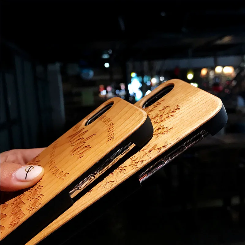Лазерная гравировка настоящая древесина сотовый Чехол для телефона для iPhone XS MAX XR 7 8PLUS X деревянный уникальный шок заказной бамбуковый чехол для телефона