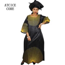 Африканские платья для женщин Модный Дизайн Африканский Базен вышивка дизайнерское платье длинное платье с шарфом Два шт один комплект LA024