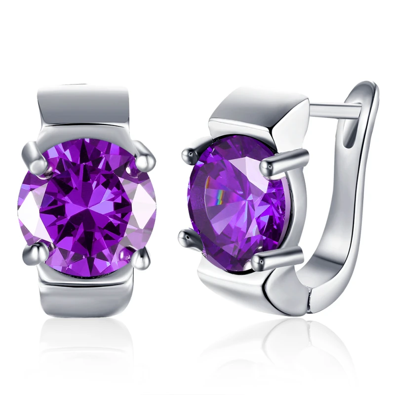 

Garilina Fashion jewelry 2018 New romantic Purple stone Stud earrings Silver ear for women Wholesale E2184