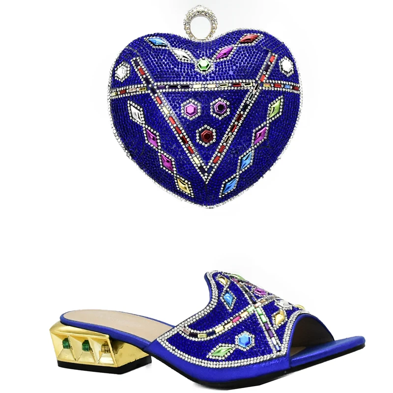 Chaussures 2017 fuchsia bleu Avec Strass Italien Nigérian Sac pourpre Mariage Ruban Royal Or Femmes Nouveau Ensemble Décoré De Et sliver Couleur taq1H1wOx