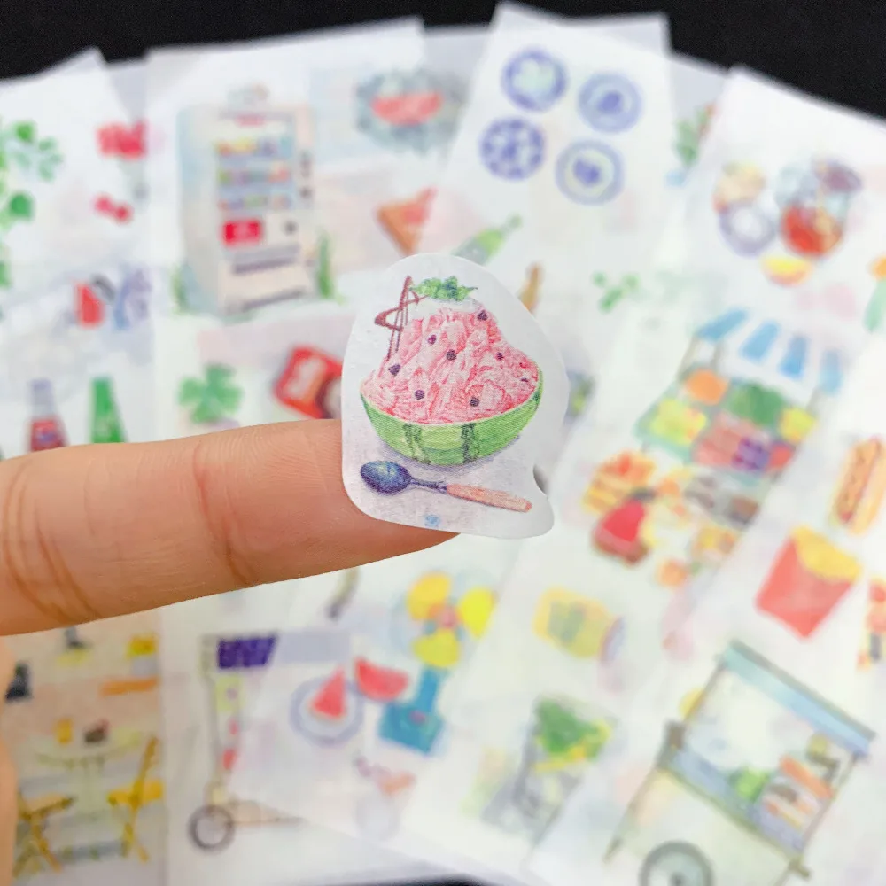 

6 Sheets Summer Simple Life Adhesive Stickers Decorative Album Diary Stick Label Paper Hand Account Decor Kids Gift