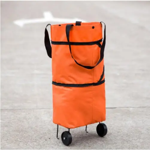 IUX Оксфорд складная сумка новая многоразовая сумка-тележка для покупок сумки на колесиках сумки для покупок - Цвет: Orange