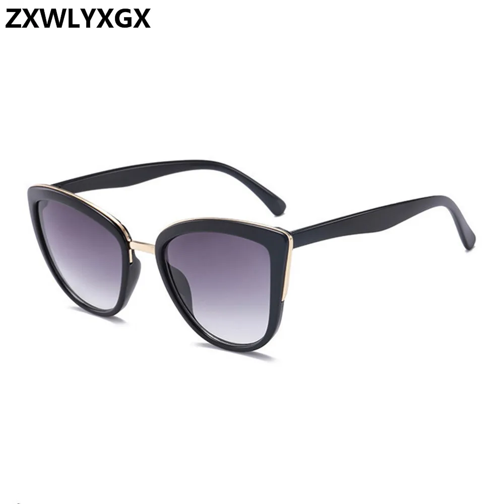 ZXWLYXGX, сексуальные солнцезащитные очки кошачий глаз, женские роскошные брендовые дизайнерские винтажные градиентные очки, Ретро стиль, солнцезащитные очки, женские модные очки