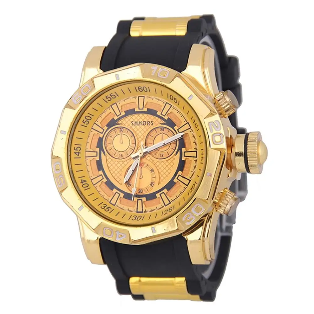

New Outdoor Big Round Dial Analog Soft Rubber Band Quartz Men Sports Wrist Watch
