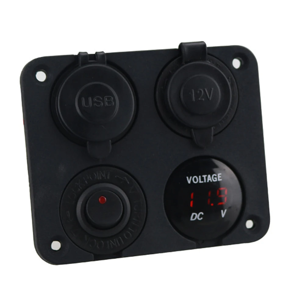 

New 12v Power Outlet 5 Gang On-off Toggle Switch Panel Cigarette Lighter Charger Dual Usb Socket Voltmeter For Car Truck Camper