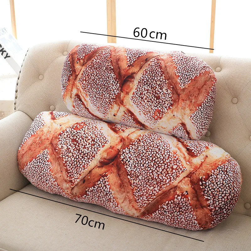

Funny Printing Soft Massage Neck Pillow PP Cotton Filler Cervical Health Care Pillow 60cm 80cm 3D Creative Bread Pattern Pillow