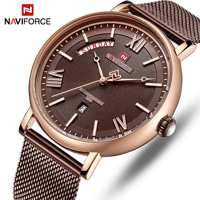 Часы NAVIFORCE мужские деловые модные повседневные водонепроницаемые кварцевые