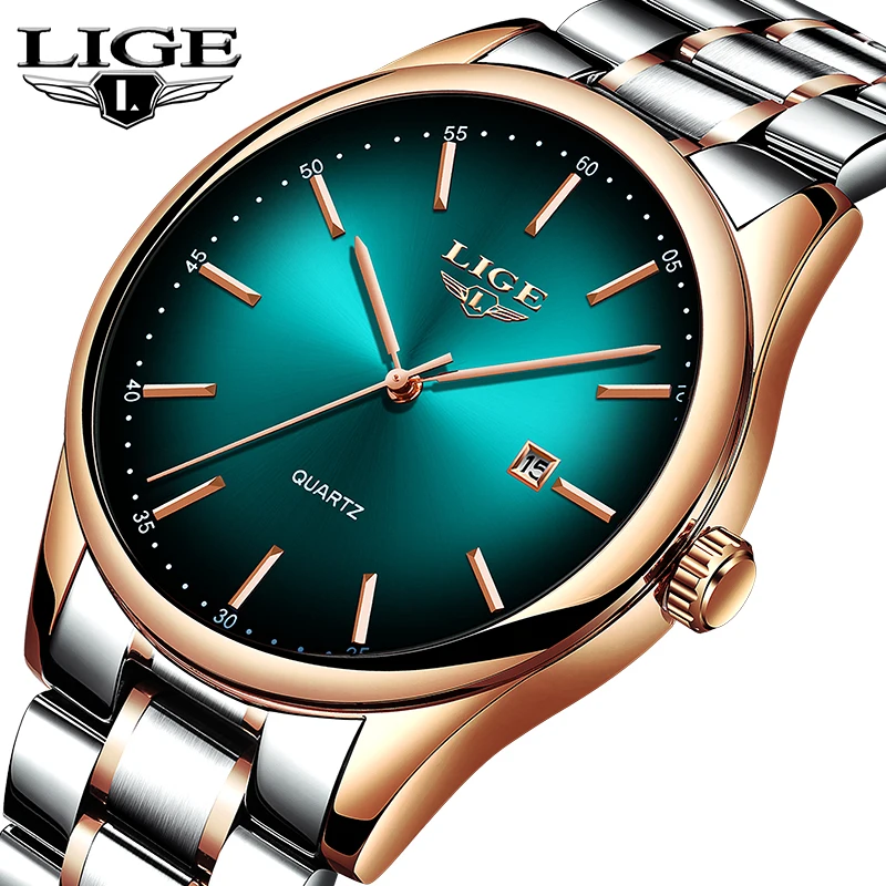 

LIGE New Mens Watches Top Brand Luxury Fashion Simple Calendar Clock Leather Waterproof Clock Quartz Wristwatch Relogio Masculin