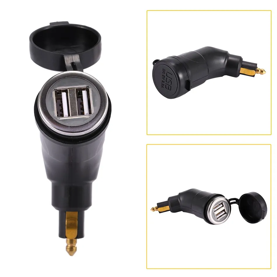 Motorcycle Power Adapter Dual USB Charger Din Plug For BMW Hella Powerlet