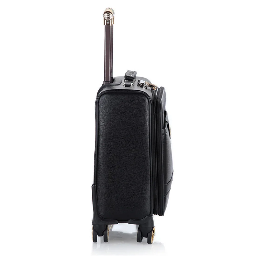 16 дюймов чемодан из искусственной кожи на колесиках для мужчин и женщин, чемодан для путешествий в деловом стиле