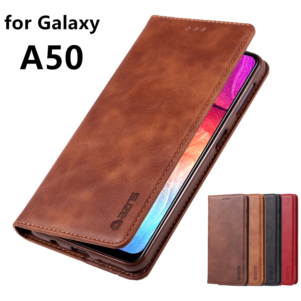 

AZNS magnetic adsorption Case for Samsung Galaxy A50 A505F A505G PU Leather Cover Card Holder Retro Wallet Case fundas coque