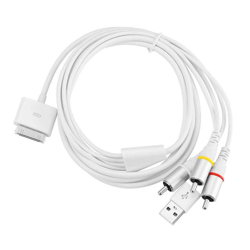 Robotsky 30 pin USB2.0 док-коннектор для ТВ RCA видео композитный av-кабель адаптер для Apple iPad 2 3 для iPhone 3GS 4 4S для iPod