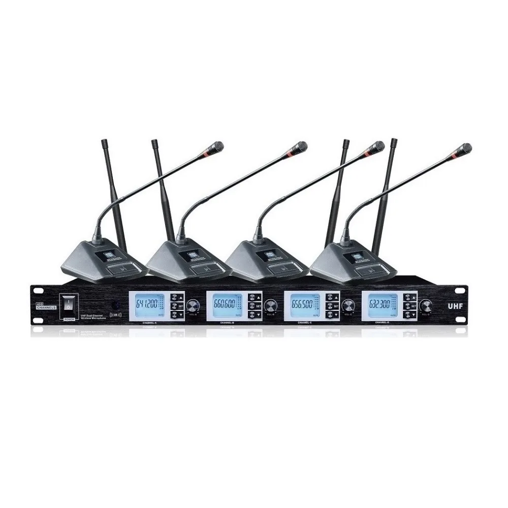 Bolymic profesional Four Channels UHF Wireless Gooseneck