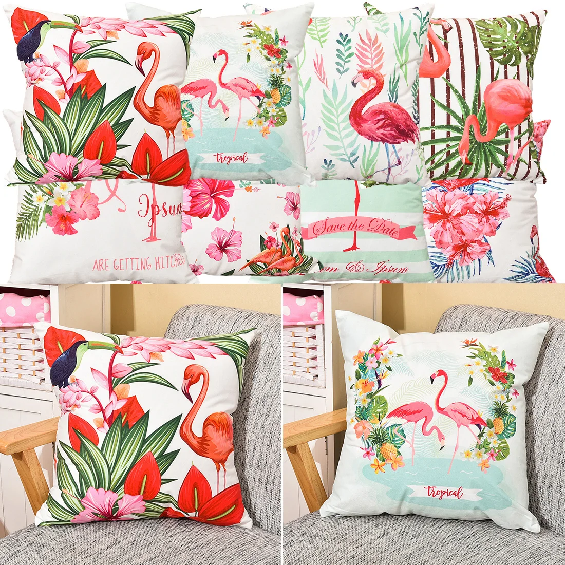 الشمال نمط فلامنغو غطاء الوسادة 45*45 cm الزفاف حزب هدية مكتب سيارة أريكة المنزل ديكور غرفة نوم لينة مربع وسادة غطاء