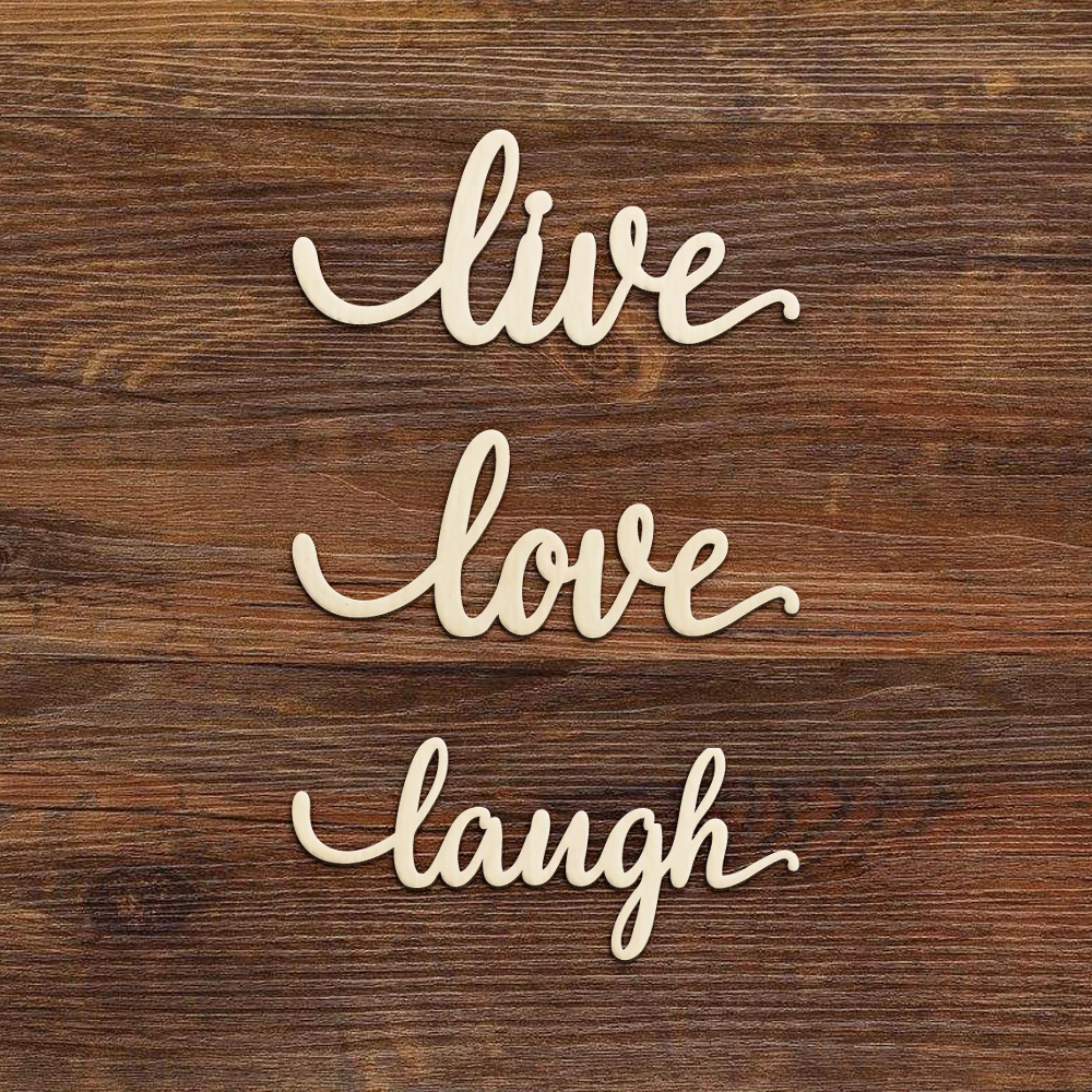 

Script Live Love Laugh Wooden sign Laser Cut Wedding Decoration Gift Door Decor Living Room Wall Wood Sign