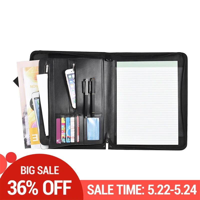 

8 Packets portfolio File Folder A4 PU Ring Binder Display Notebook Folders With Calculator Document Bag Organizer Business
