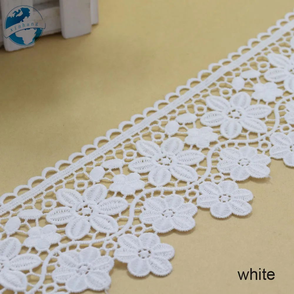 8,5 см белый полиэстер Вышивка Швейные гипюровые ленты кружевная отделка или Ткань основы Вязание DIY аксессуары для одежды#3697