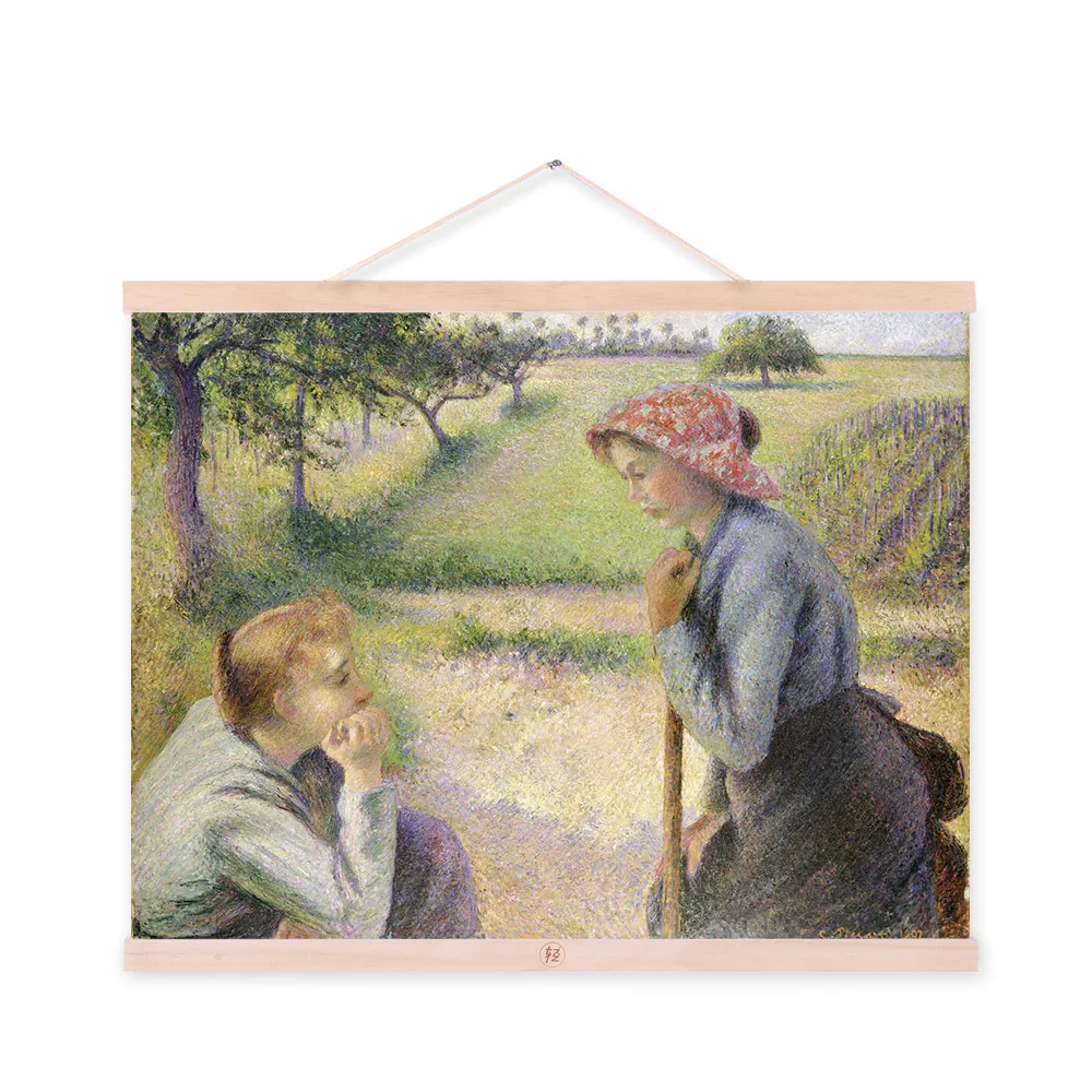 

Pissarro Modern Impressionist Beautiful Girl Poster Prints Original Green Cottage Canvas Oil Painting Living Room Wall Art Gifts