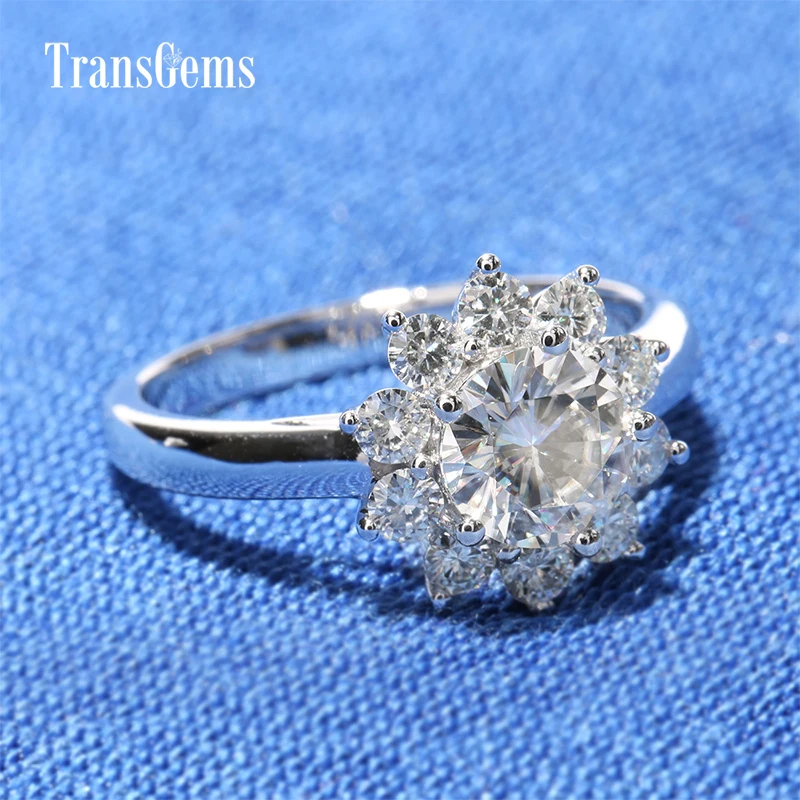Женское Обручальное кольцо с муассанитом в форме цветка|halo engagement rings|halo ringhalo wedding