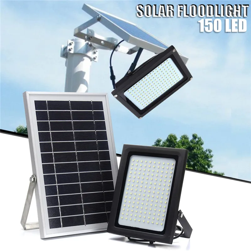 US $53.97 Smuxi 150 LED 3528 Solar Powered Flood Light Sensor Outdoor Garden Path Street Spotlight Security Lamp Waterproof