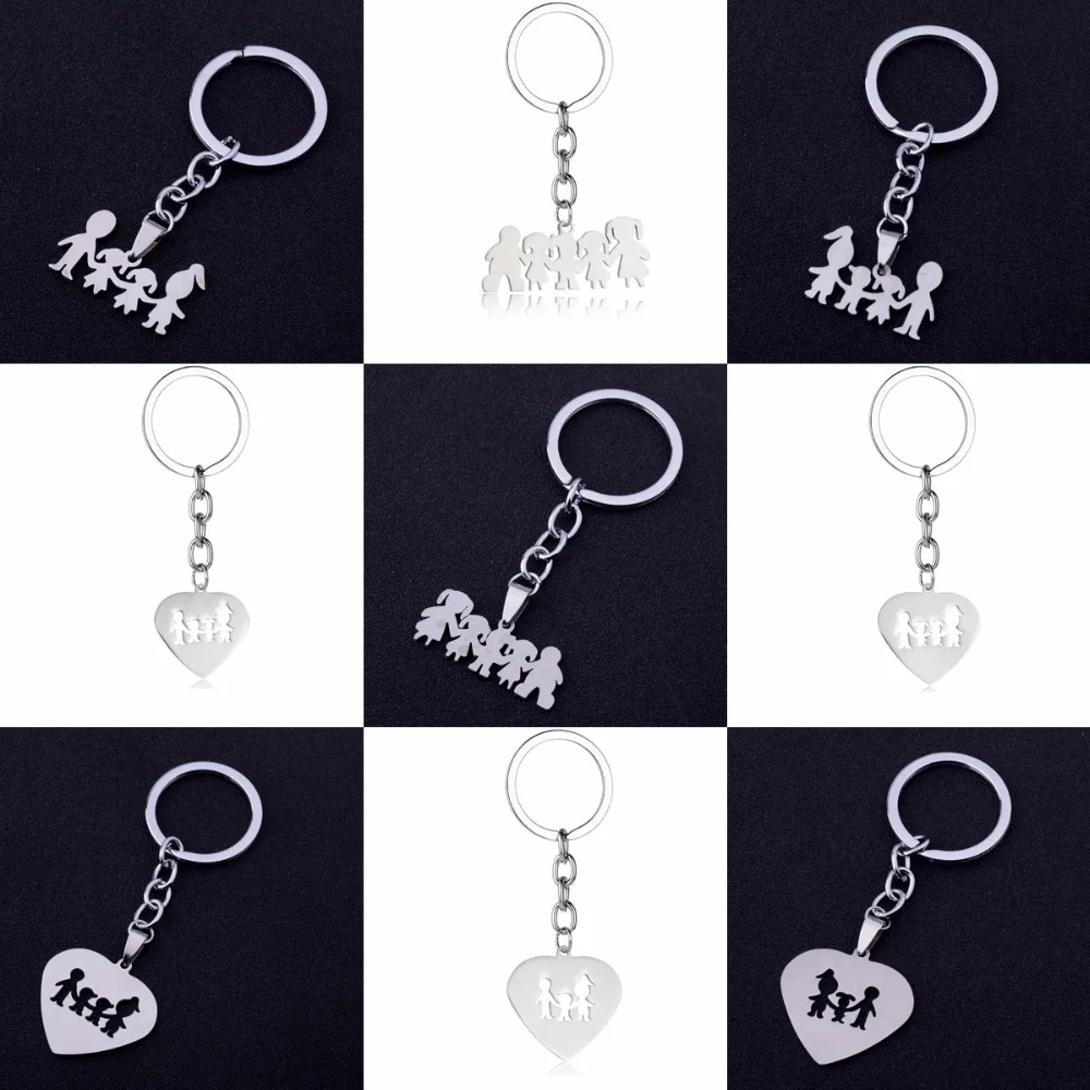 

Stainless Steel Parents Mom Dad Love Son Daughter Heart Charms Keychain Gifts For Family Keyring Mothers Father Key Chains Rings