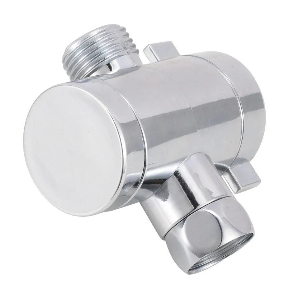 1//2 3 Way T-adapter Chrome For Shower Head Arm Mount Diverter T-Valve Splitter