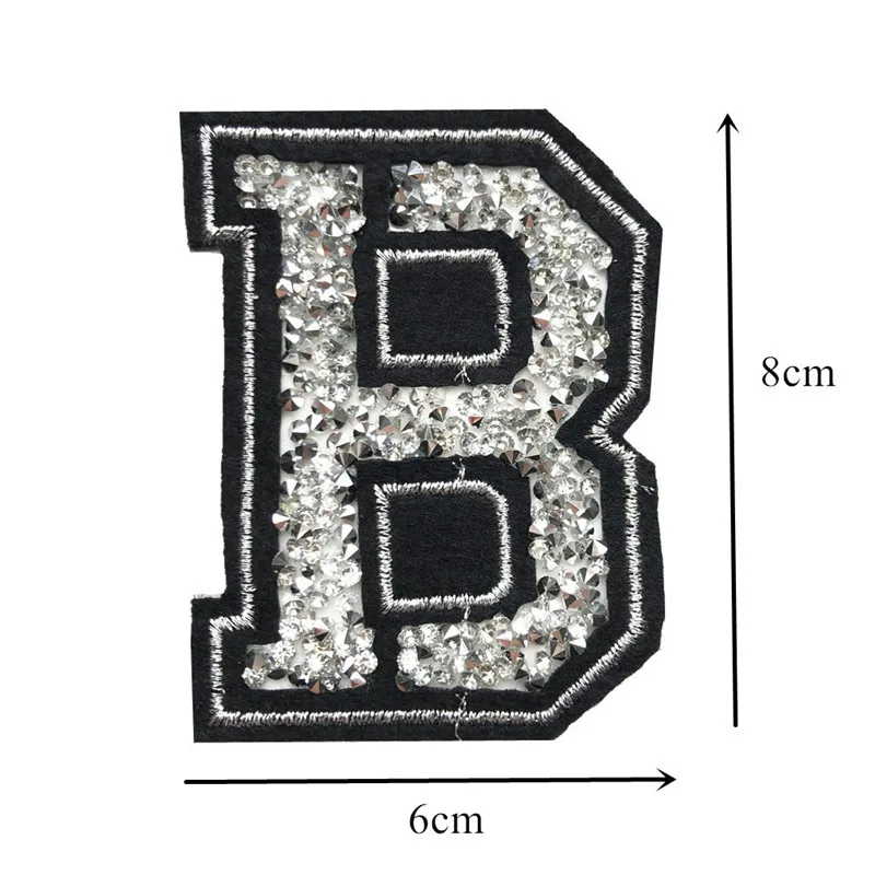26 букв Горячая фиксация Стразы нашивки Пришивные железные на Алфавит ABC значки вышитые аппликации черный для сумки джинсы шляпа футболка DIY - Цвет: 2