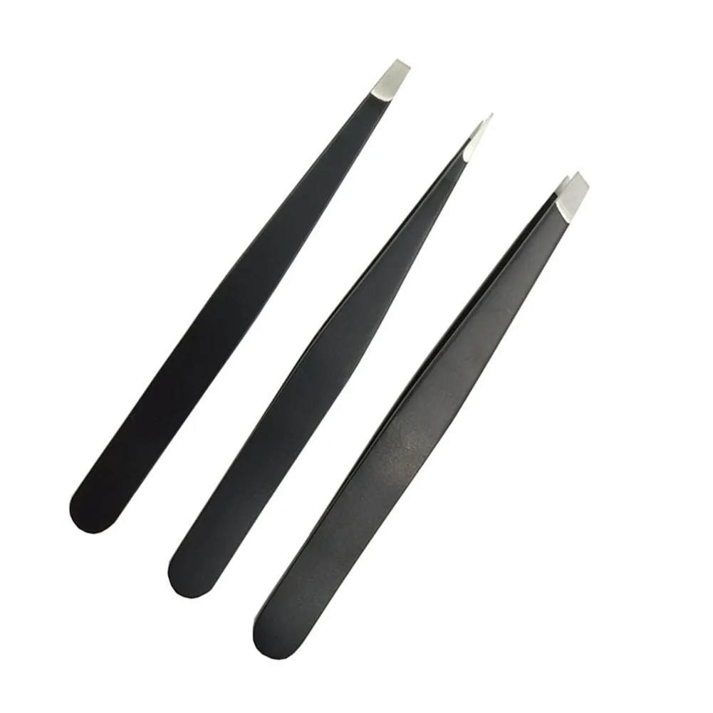 

3pcs Gift Tip Tool Pincer Makeup Eyebrow Removal With Case Professional Splinter Tweezer Set Small Ingrown Hair Stainless Steel